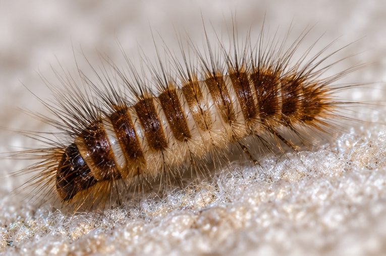 Bristly beetle larva on carpet