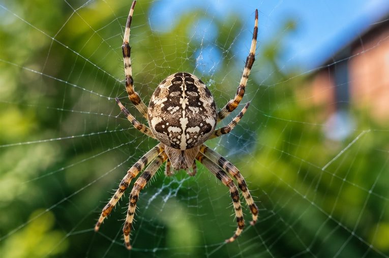 Garden spider in its web